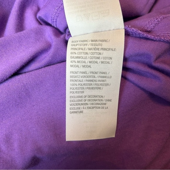 LOGO by Lori Goldstein Purple Short Sleeve High Low Lace Accent Top Sz.XS - Picture 16 of 16